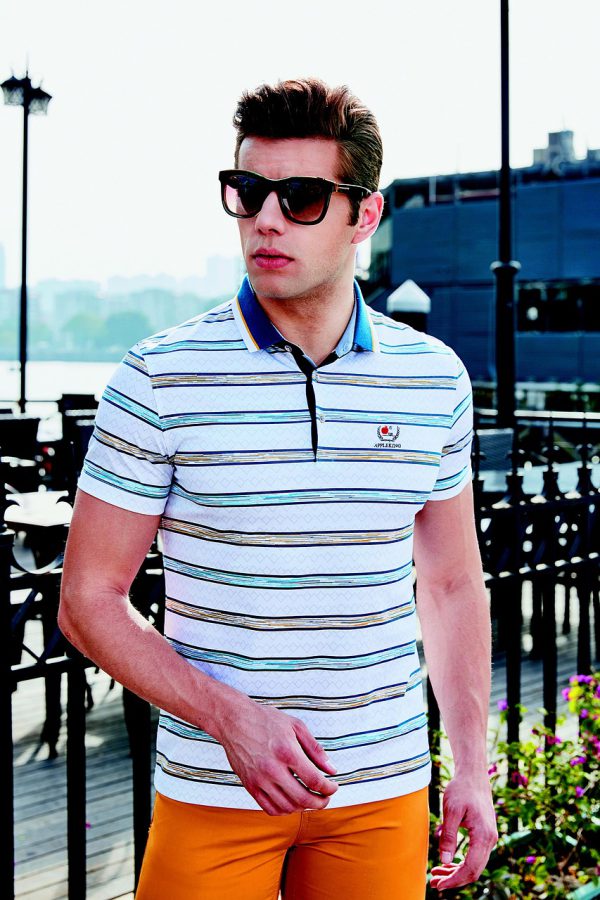 Representative photo for Men's Polo Shirt Piqué 100% Cotton Slim Fit Short Sleeve Embroidery White with Deer (actual product photo pending)